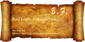 Ballogh Fabiána névjegykártya